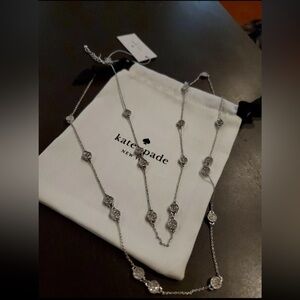 Kate Spade Silver Gatsby Dot Mini Scatter Crystal Long Necklace